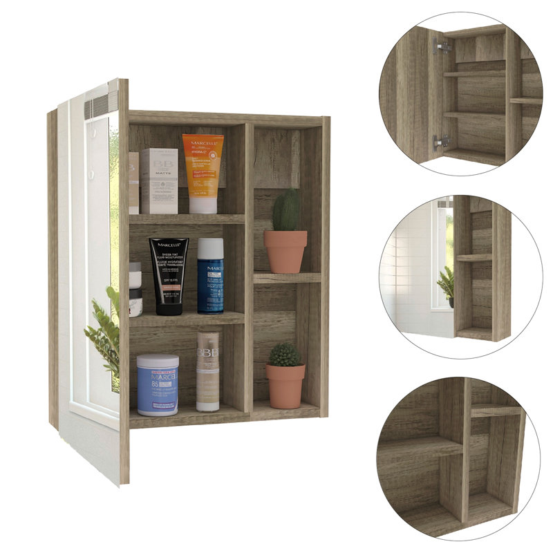 Armoire à pharmacie avec miroir Labelle, cinq tablettes internes, une porte - noir, Noir