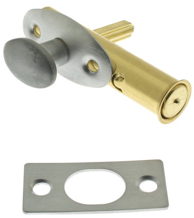 Solid Brass Mortise Door Bolt, Satin Chrome