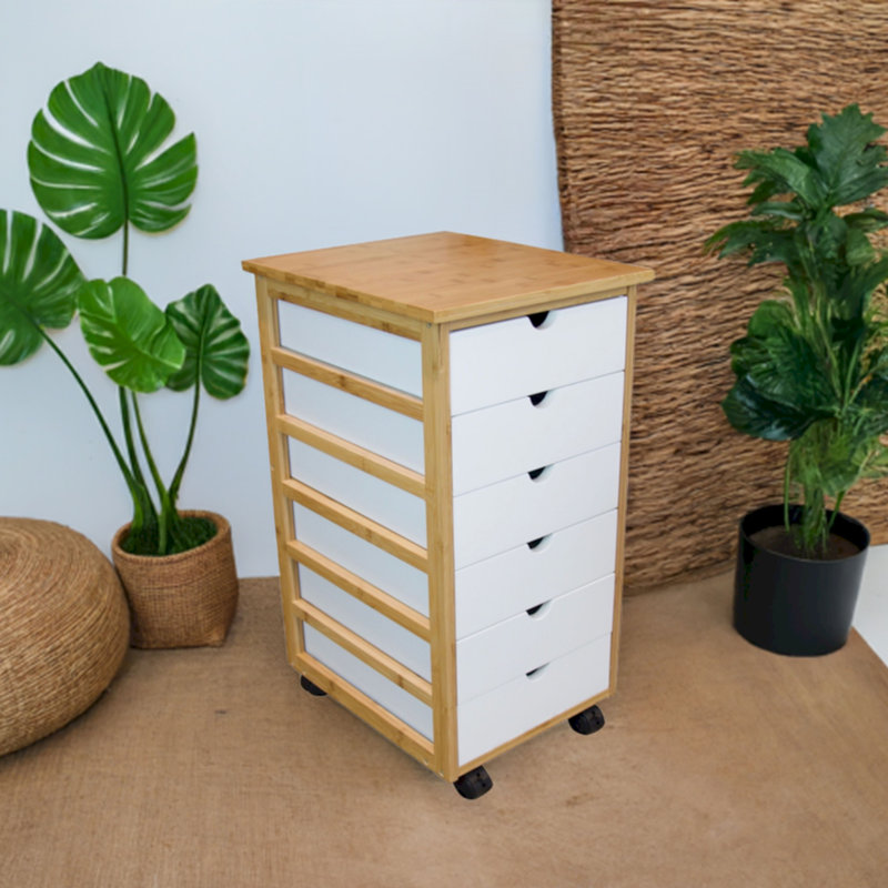 Commode à 6 tiroirs Alfie-Thomas, Blanc