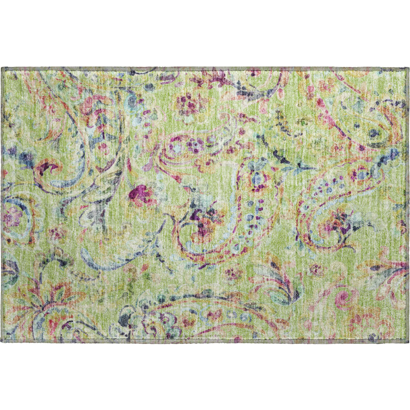 Premium Machine Washable Prisco Aloe Rug, Rectangle 1'8" x 2'6"