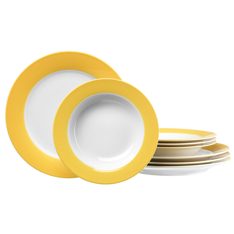 Piece Porcelain Dinnerware Set - Service for 4, Yellow