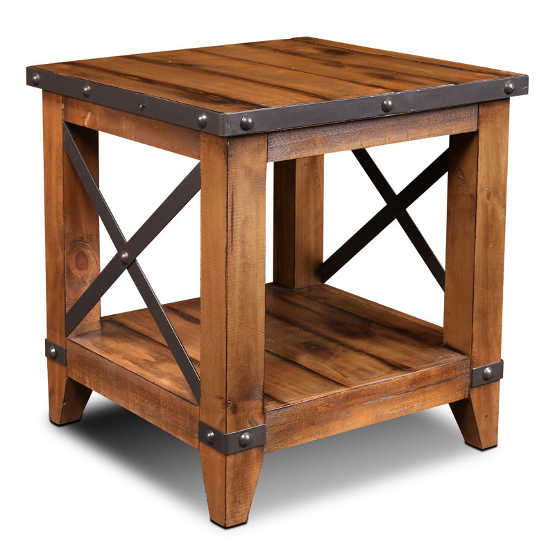 Set of 2 Larson Cross Bar Open End Table, Brown