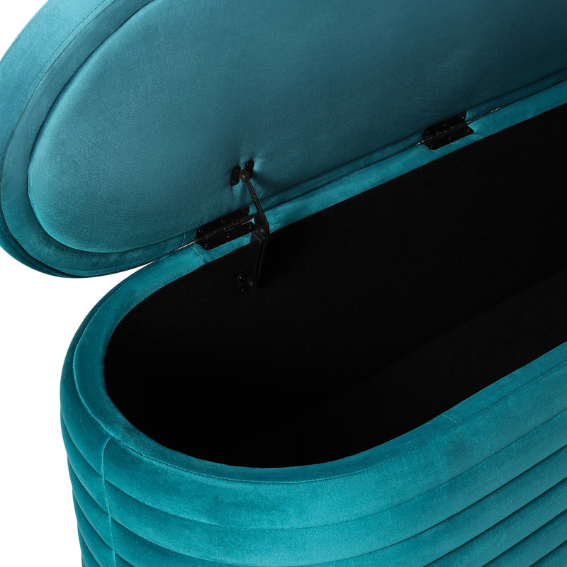 Farrah Upholstered Storage Bench, 18.1" H x 54" W x 19" D, Teal