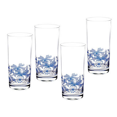 Spode Blue Italian Set of 4 (19 oz) Stemless Wine Glasses