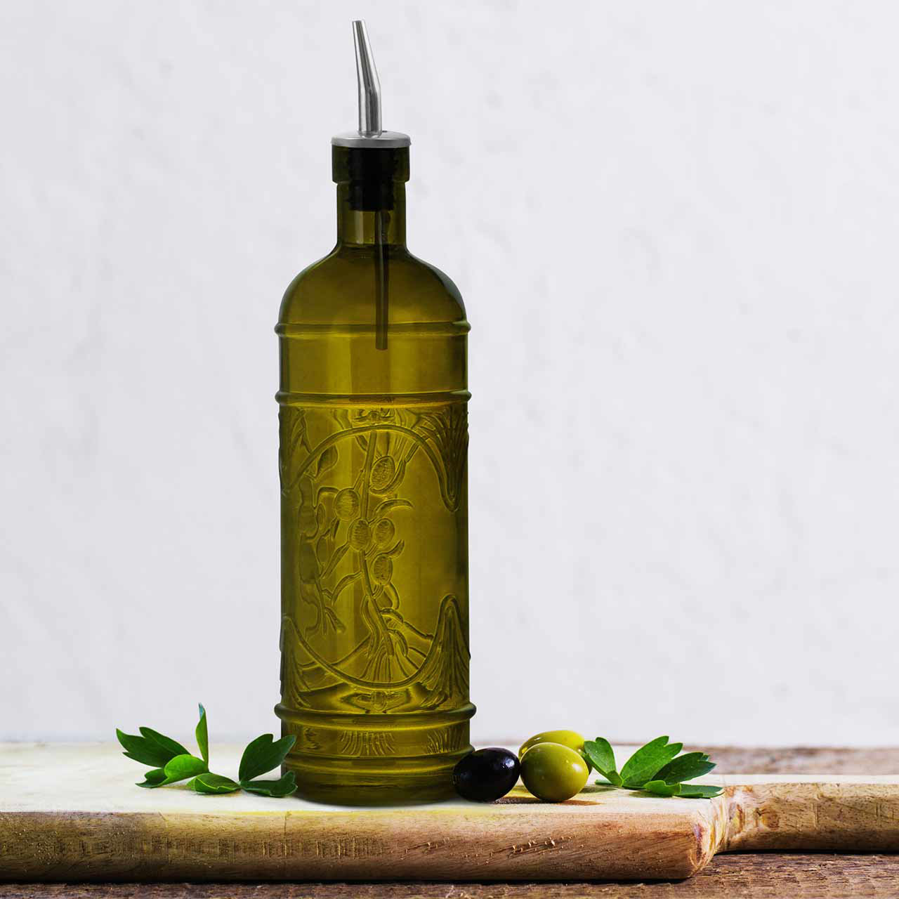 Ebern Designs 16.1 oz. Olive Branch Recycled Glass Cruet | Wayfair