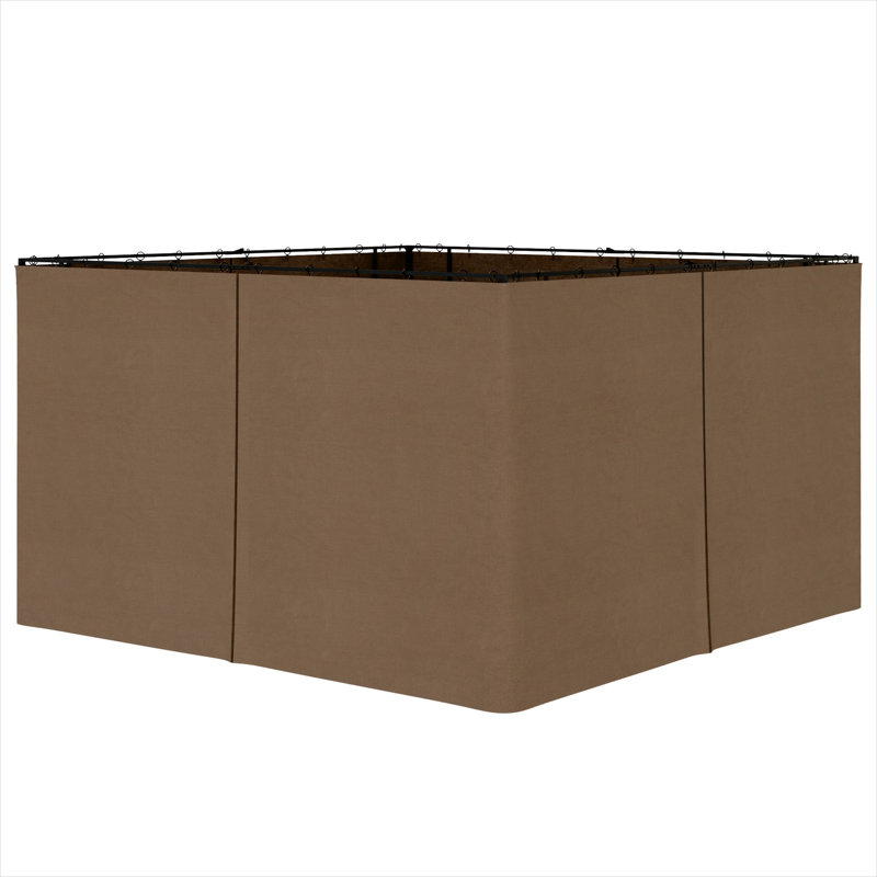 Ensemble de rideaux à fermeture à glissière avec anneaux en C pour gazebos 9,84 pi x 11,8 pi, polyester de ton brun, 4 panneaux