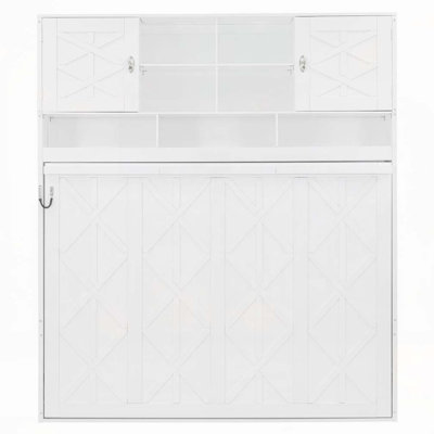 Murphy Bed with Ample Storage Space and Chevron Stripes