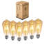 6 Packs Light Bulb E27 Screw LED Edison Bulb ST64,4W Equivalent to 40 Watt, Vintage Amber Glass Lamp,2700K Warm White, Dimmable, Filament Lamp for Pendant, Café, Bar, Home Décor