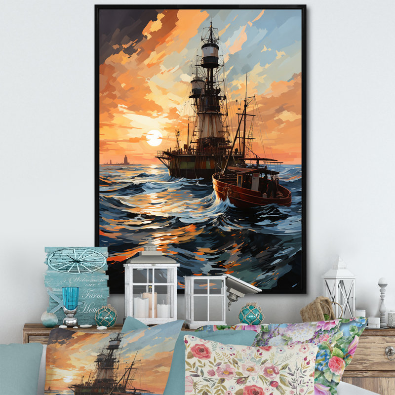 «Red Oil Rigs Resilient Rig III», reproduction sur toile, H 32 po x l 24 po x P 1 po, Cadre flottant noir