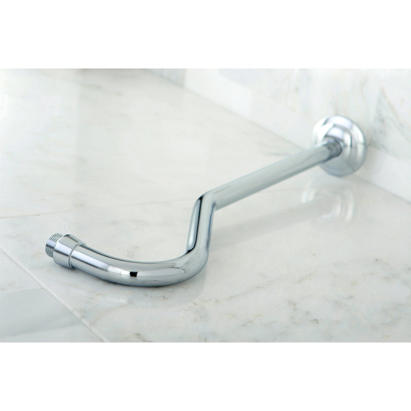 Kingston Brass Shower Scape 17-Inch Sheppard's Hook Rain Drop Shower Arm with Round Flange, Polished Chrome