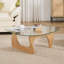 Table basse moderne en verre 16,5 po H avec base en bois massif-1308275976-1280242296