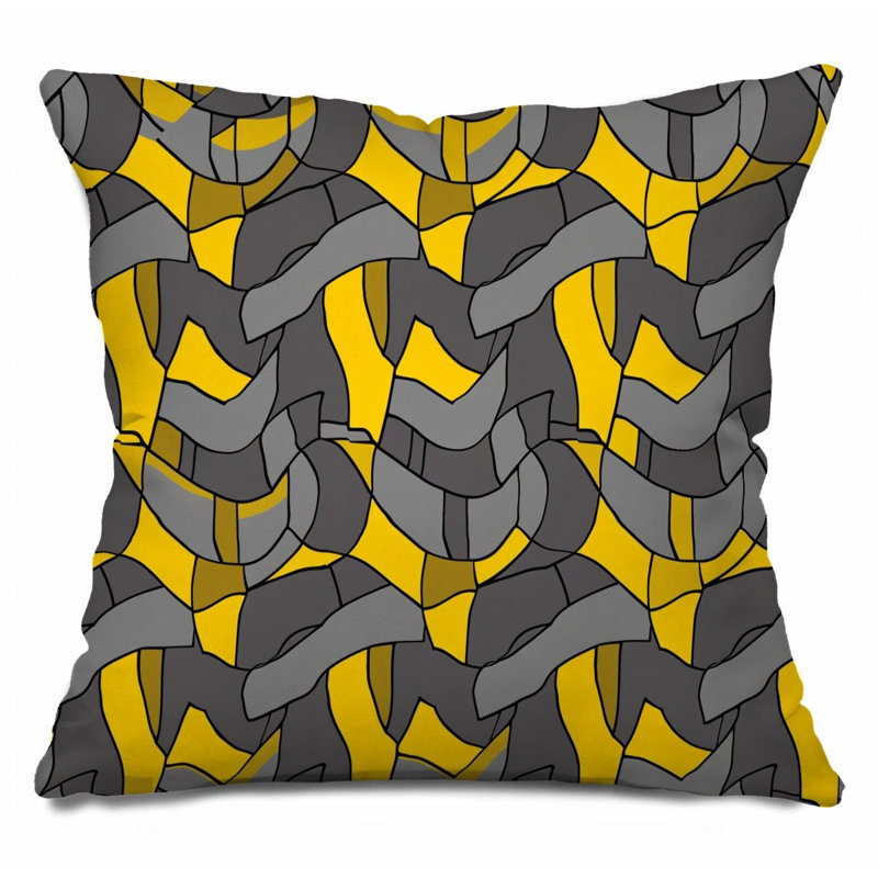 Coussin abstrait, sergé de coton Art_12487, H 16 po x l 16 po