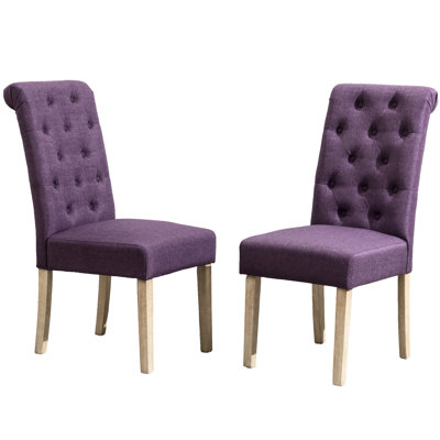 Habit Solid Wood Chairs, Purple Back, Of 2 For Dining 2Pcs Room Decor Element