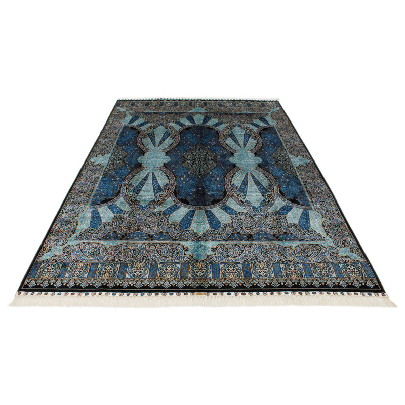 Tapis turc bleu et bleu marine 6x9