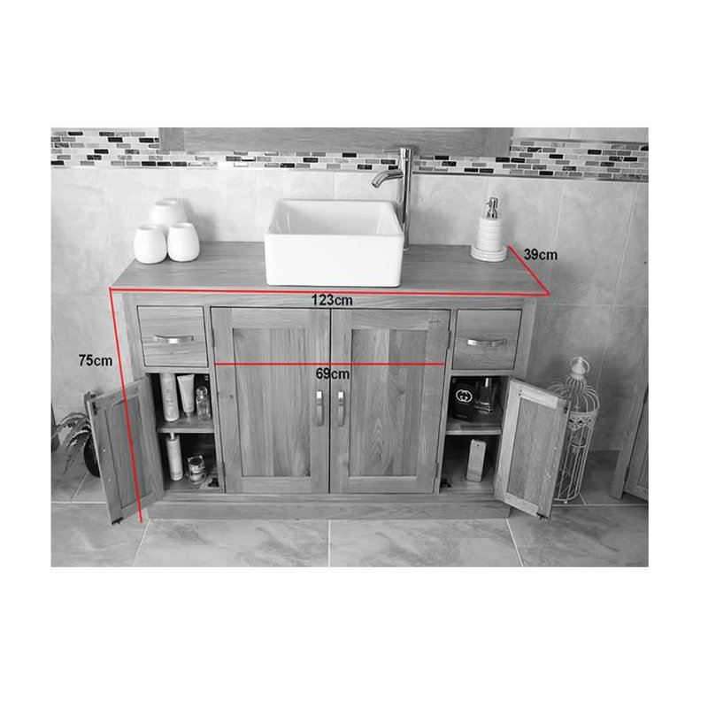 Araujo 1230mm Double Bathroom Vanity with Vessel Ceramic Basin