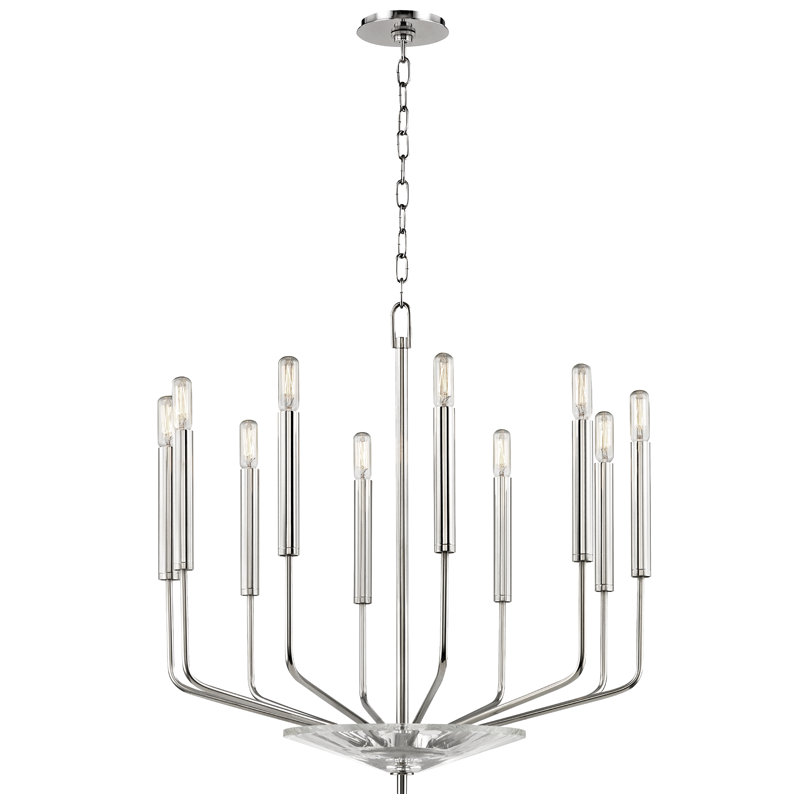Gideon 10 - Light Chandelier, Polished Nickel