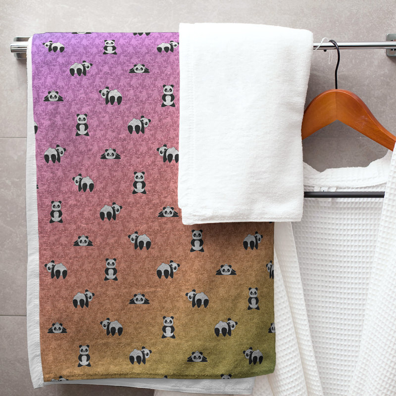 Serviette de bain katelyn elizabeth panda, Noir / Rouge / Blanc