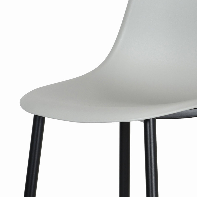 Aspen 5-Piece Casual Dining Set - Compact Square Table & 4 Curved Plastic Chairs, Grey, Beige