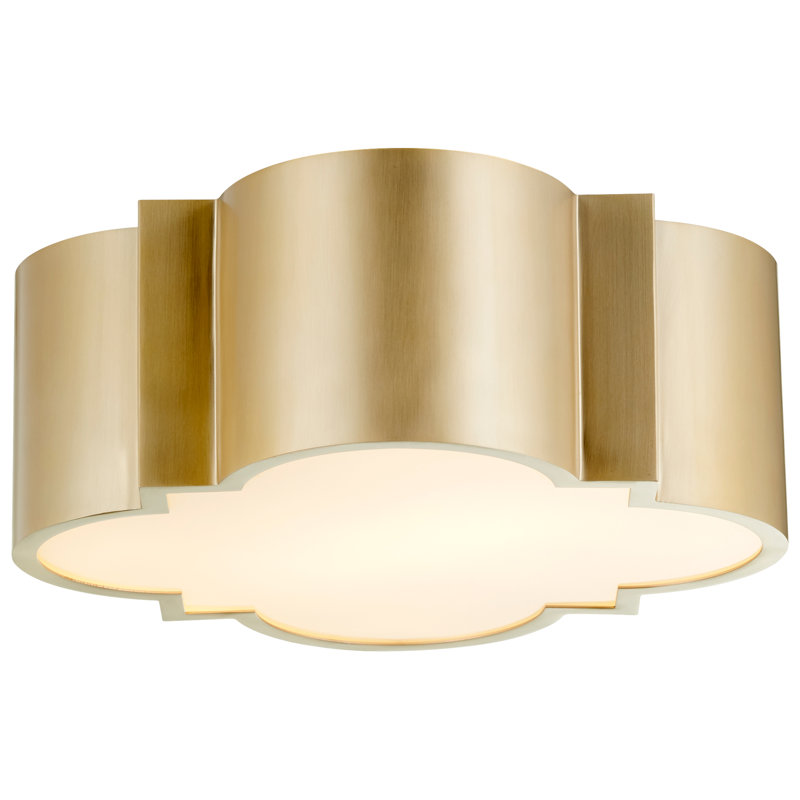 Wyatt Glass Flush Mount, Aged Brass