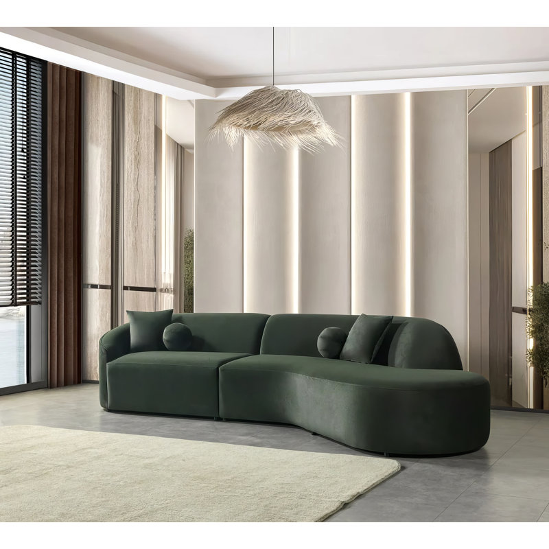 Canapé modulaire en velours 2 pièces, Velours vert