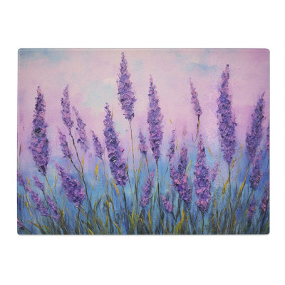 Lavender Flower Expressionism  Glass Chopping Board