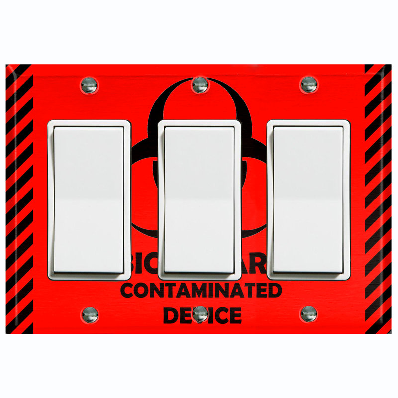 Plaque murale d'interrupteur à bascule à 3 bandes Red Bio Hazard, Rouge