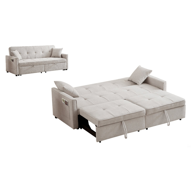 Canapé-lit convertible 3 en 1, canapé-lit futon en tissu, Beige