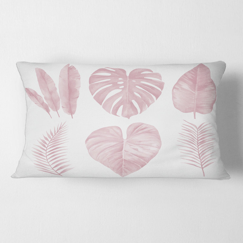 Coussin décoratif rectangulaire à motif d'aquarelle et feuilles tropicales I - Shabby Elegance