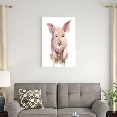 Aquarelle de cochon - reproduction d'art sur toile tendue