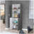 Bookcase Dual-Door Benzoni, Office, Matt Gray / White-1326796214