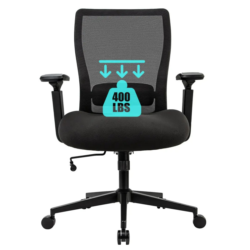 Fauteuil de bureau ergonomique et robuste avec capacité de 400 lb - Fauteuil de bureau en filet respirant avec accoudoirs réglables 4d et support lombaire, base pivotante de qualité commerciale - utilisation multi-scène pour le bureau à domicile, noi