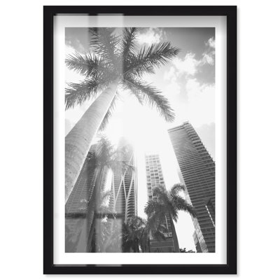 Palms with city views Shadowbox Print Miami Art Prints by Notoriart, Black Frame, 11 x 16