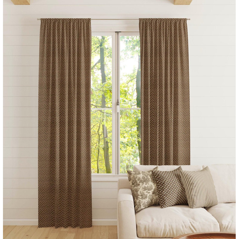 Rideaux à motif floral châtaignier brun, L 50 po x L 96 po