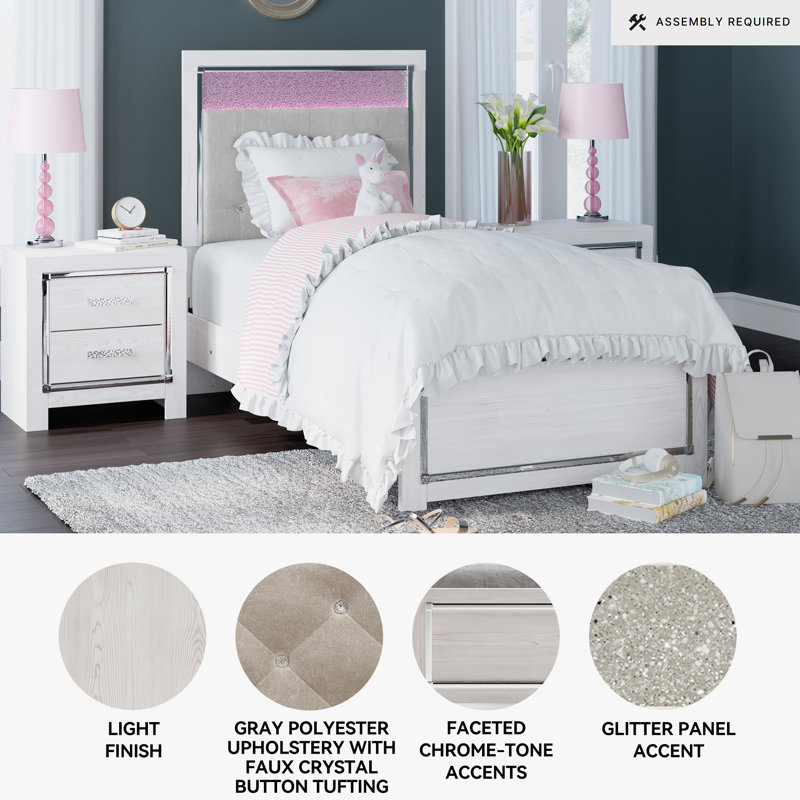 Beamond Upholstered Panel Bed, Twin