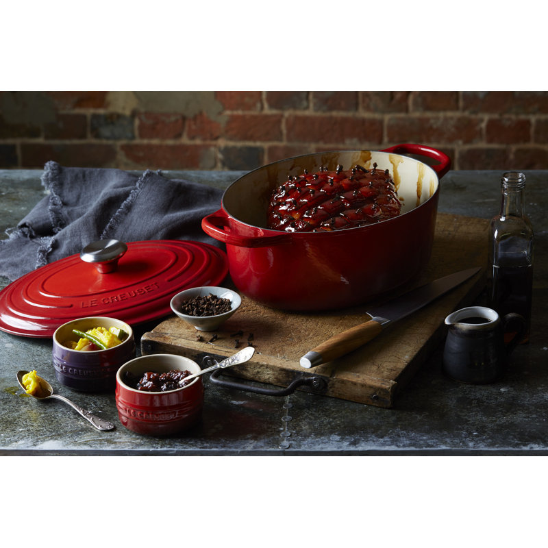 Le Creuset Enameled Cast Iron Oval Dutch Oven with Lid, Cerise, 5 quarts