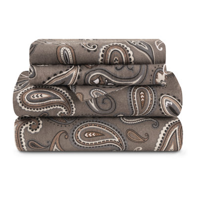 Ensemble de draps à imprimé cachemire supérieur 100% flanelle de coton Superior