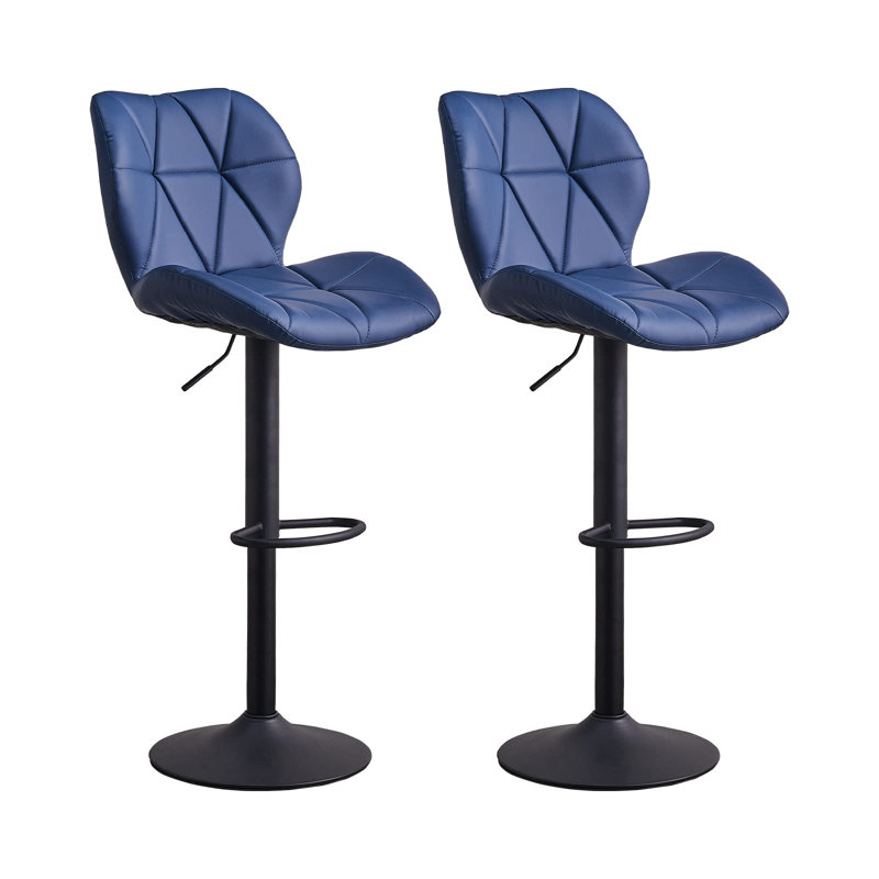 Abdur-Rasheed Swivel Upholstered Adjustable Height Counter Stool with Metal Frame, Blue PU