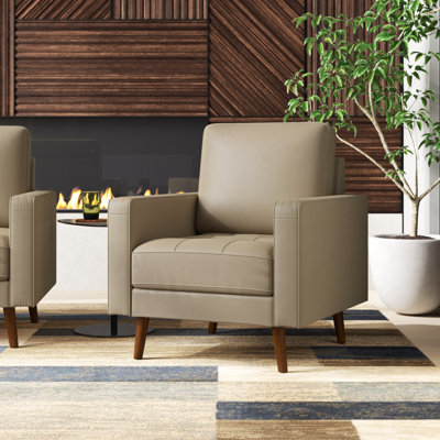 Fauteuil en cuir véritable de 33 po de largeur Annaleise