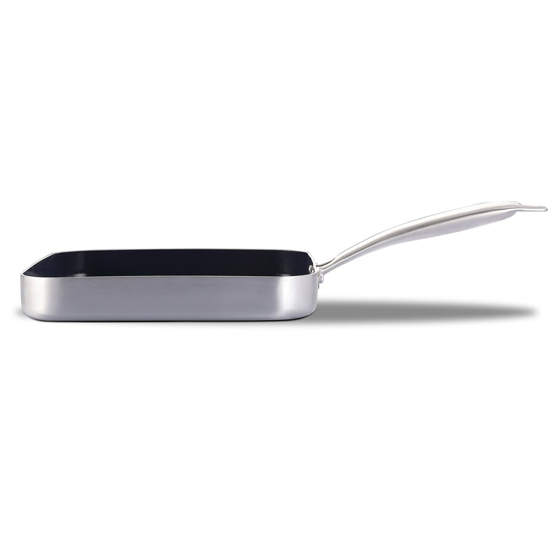 Eternal 9.5'' Blue Ceramic Non-Stick Stainless Steel Griddle Pan