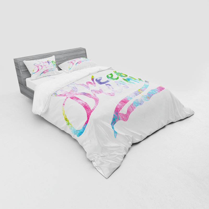 Ensemble de housse de couette moderne et contemporaine en microfibre blanche / rose
