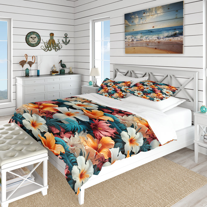 Ensemble de housse de couette Tropical Dreamscape Iii Tropical Pattern I, Housse de couette pour très grand lit et 2 très