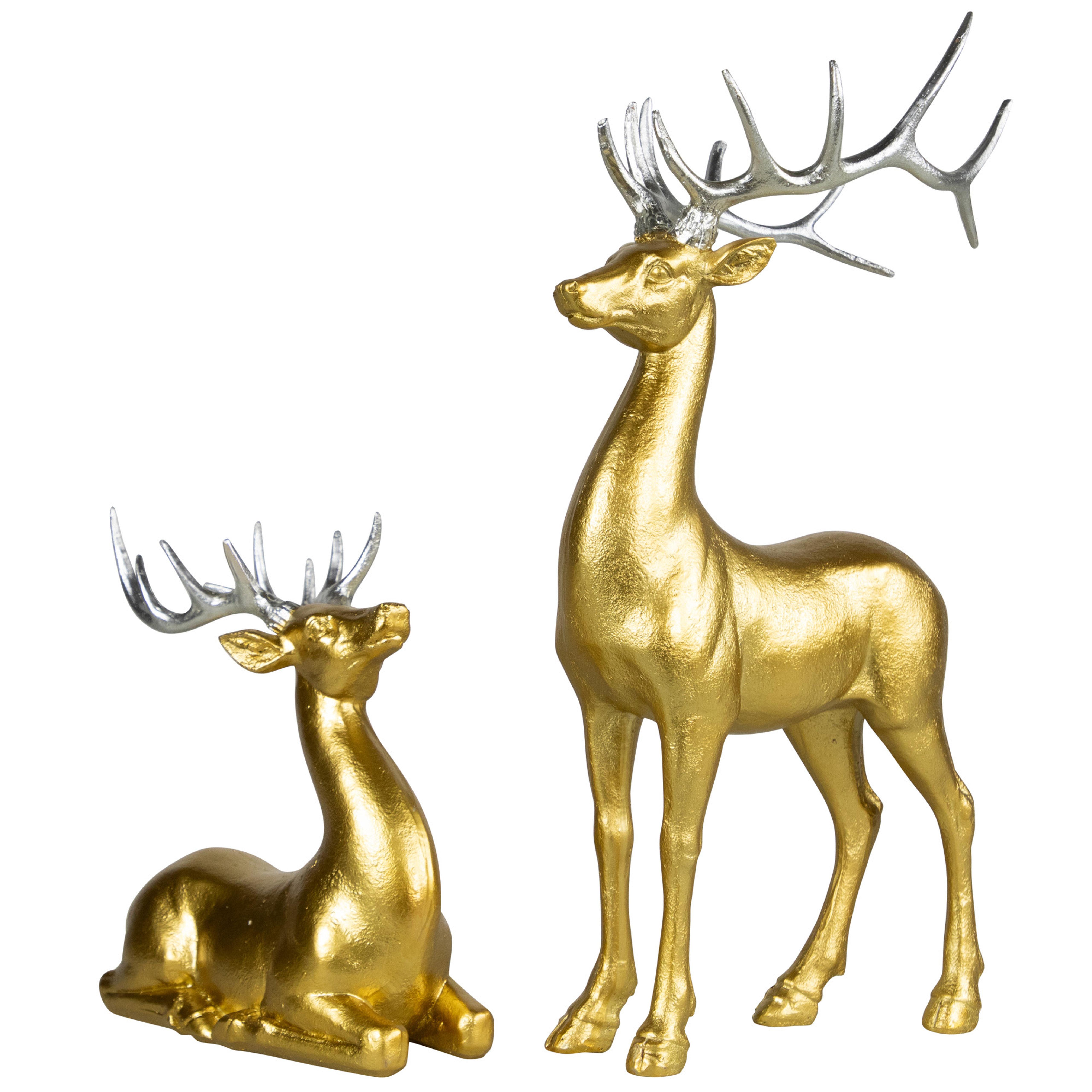 Northlight Seasonal Standing And Sitting Reindeer Christmas Figures - Gold - Set Of 2 | Wayfair