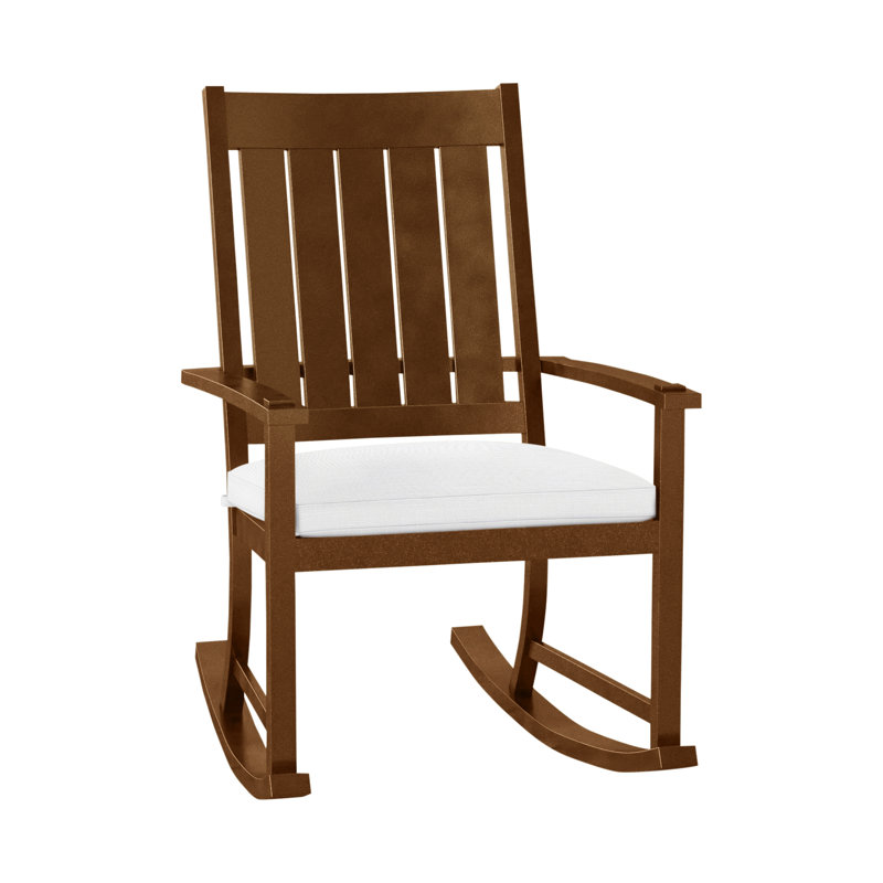 Outdoor Club Rocking Metal Chair with Cushions, No Welt, Intermix Indigo, Club Aluminum #60 Oak