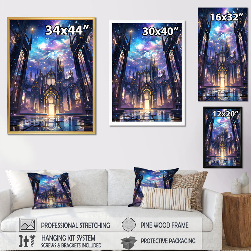 Château royal sur toile, Cadre doré à une seule photo, H 32 po x l 16 po x P 1 po