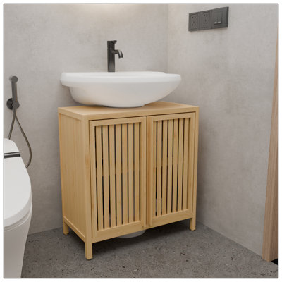 Natural Bamboo Large Capacity Basin Cabinet