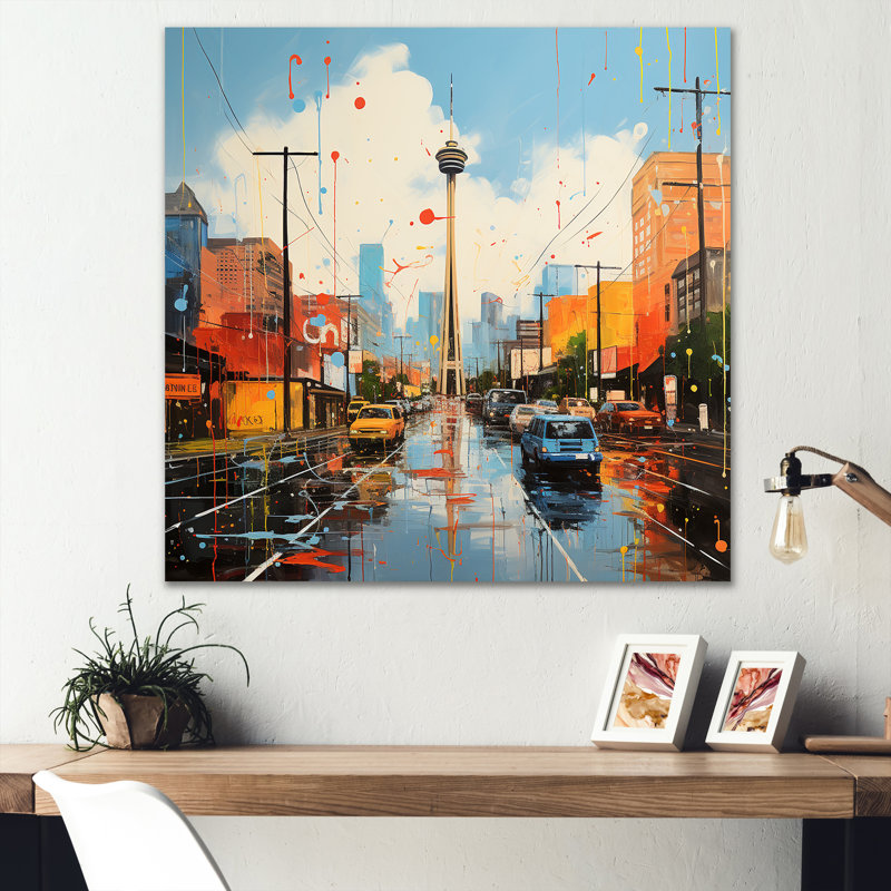 Paysage urbain d'Atlanta, coucher de soleil I - art mural d'Atlanta, Toile tendue, 36" H x 36" W