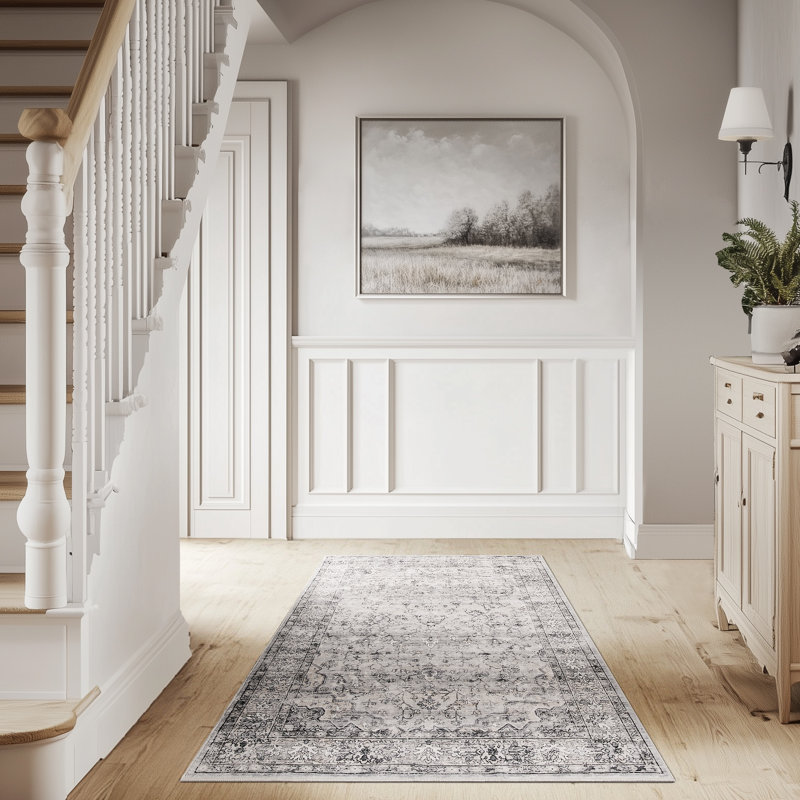 Redenhalk Area Rug NaturalGrey, Machine Washable Rug,Soft Accent Rugs,Non-Slip Non-Shedding Low-Pile Floor Carpet