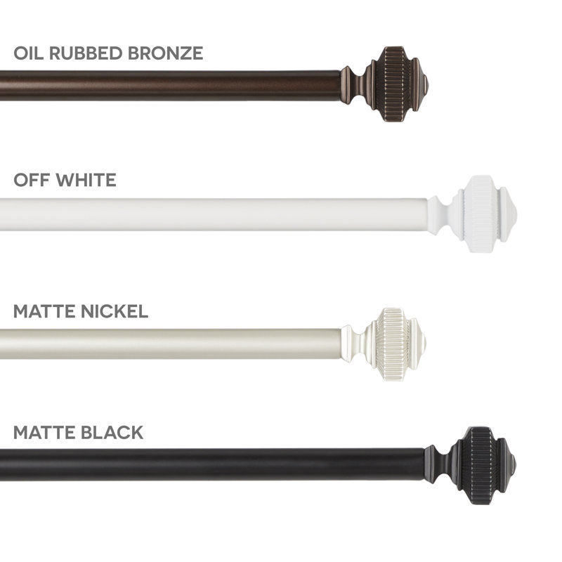 Amalgamated Textiles Exclusive Home Rockwell 1" Window Curtain Rod and Finial Set, Adjustable