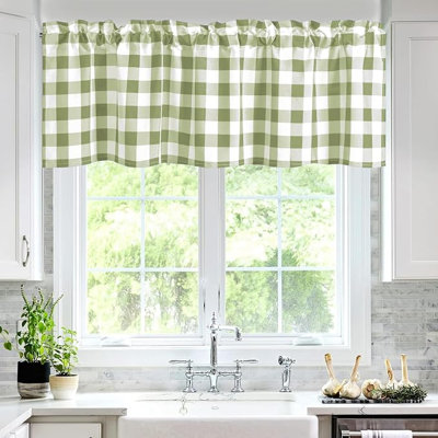 Cantonnière à carreaux à un panneau, semi-transparente, à œillets, idéale pour le salon, la maison de campagne ou la chambre, pour une décoration printanière.
