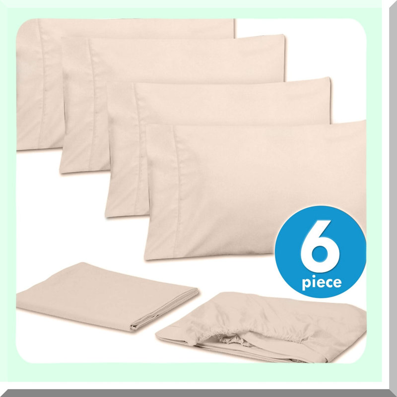 Supreme Microfiber Deep Pocket Sheet Set - 6 Piece Bedding with 2 Extra Pillow Cases - 1500 Thread Count Luxury Size Bed Sheets